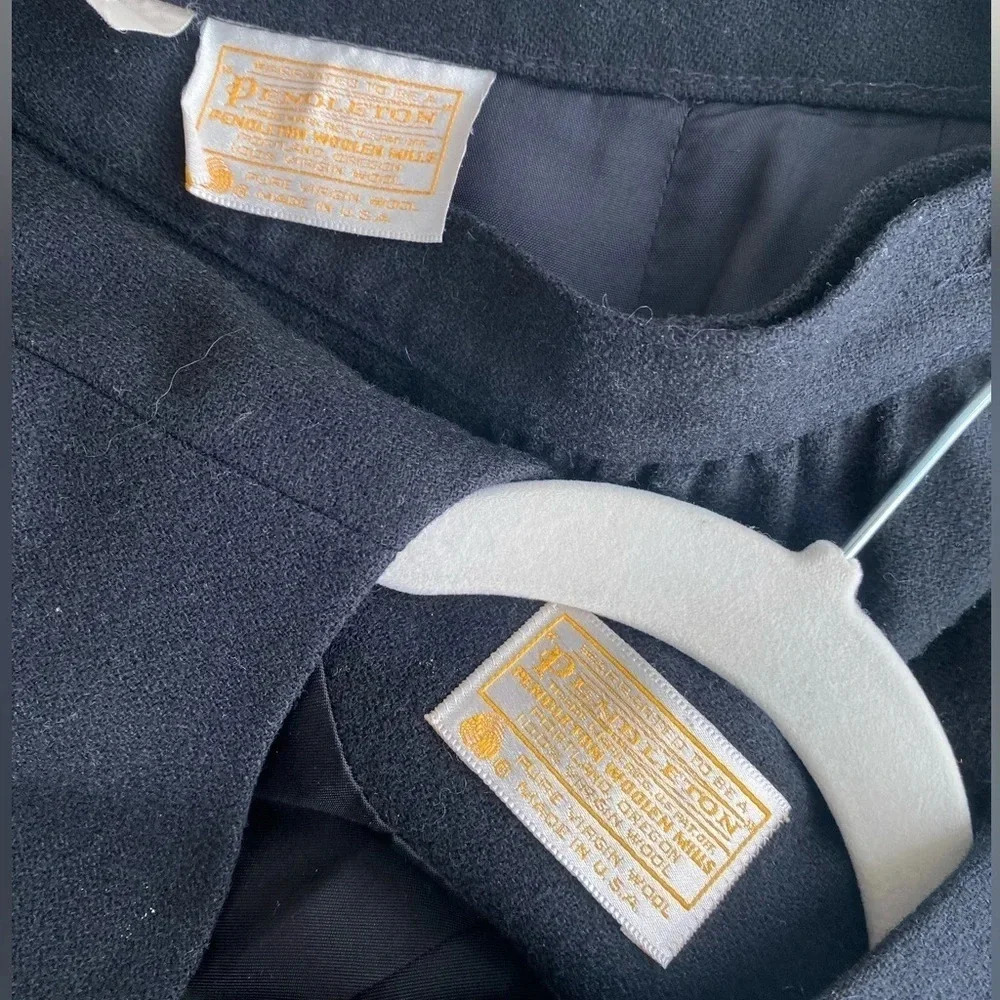 Vintage Pendleton Blazer Suit Set Women’s Small 100% Virgin Wool Black Gold - Picture 10 of 11